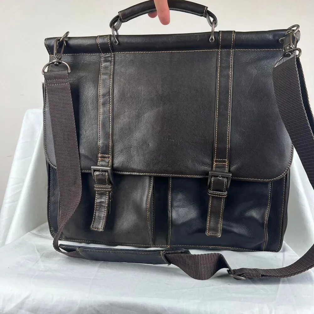 Wilson's VTG Large Chocolate Brown Leather Briefcase Men's Computer Bag Organize